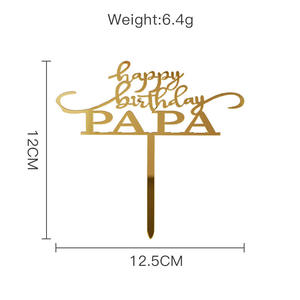 Metálico dorado Feliz cumpleaños papá pastel Topper boda Baby Shower Decoración Para Navidad graduación acrílico Cupcake - Product Image 5
