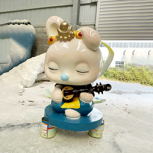 Vente personnalisée de décoration intérieure en fibre de verre, chat de dessin animé, sculpture, boutique, exposition, artisanat en fibre de verre - Product Image 3