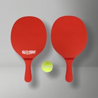 Ensemble de raquettes de plage SCVIBE en MDF peint en rouge avec balle de tennis, raquette de jeu durable 40x22cm, divertissement familial en plein air, sports