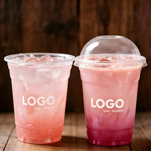 Gobelets en plastique PET jetables de 12/16/24 oz avec couvercles, transparents, logo personnalisé imprimé, pour café froid, lait, jus - Product Image 1