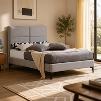 Cadre de lit rembourré en tissu gris moderne