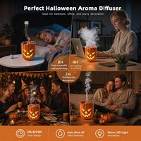 Diffuseur d'huiles essentielles ultrasonique 300 ml en forme de citrouille d'Halloween avec télécommande et veilleuse LED 7 couleurs pour voiture et décoration intérieure