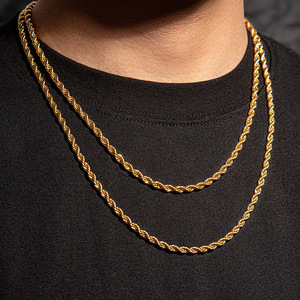 Men's Stainless Steel Twisted Rope Chain Necklace 3mm 45cm 50cm 55cm 60cm Length Options Fashion Hip Hop Style - Product Image 2