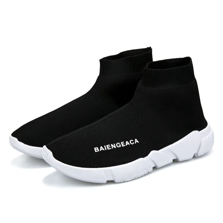 Wholesale Fashion New Style Sport Casual High Top Black Sock Sneakers Shoes For Men