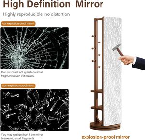 <span class=keywords><strong>Espejo</strong></span> de cuerpo entero, <span class=keywords><strong>espejo</strong></span> de piso de madera maciza con <span class=keywords><strong>Perchero</strong></span> de 66 "x 12" con soporte, espejos largos para dormitorio y sala de estar - Product Image 5