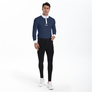 شعار مخصص لسباق الخيل والرجال شبكة الفروسية طبقة قاعدة أربعة طرق تمتد الحصان ركوب طويلة الأكمام مع ربطة عنق ثابتة - Product Image 5