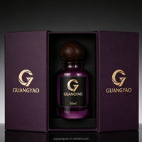 Vente en gros de flacons de parfum vides de 50 ml, bouchon en bois de luxe, flacon de parfum rond en verre, emballage cosmétique multicolore pour coffret cadeau