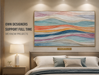 Toile texturée multicouche ondulée en pastel doux, en bas-relief, encadrée, pour mur de hall d'hôtel, vente en gros, projet personnalisé