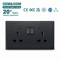 Interruptores y enchufes universales modernos negros mate, de PC Panel, enchufes de pared de cocina eléctricos multifunción dobles estándar del Reino Unido