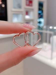 Panjia – bijoux haut de gamme en or rose, boucles <span class=keywords><strong>d</strong></span>'oreilles en forme de cœur, cadeau pour petite amie, fabricant, vente en gros - Product Image 1