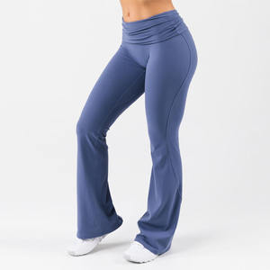 <span class=keywords><strong>Pantalon</strong></span> de sport évasé pour <span class=keywords><strong>femme</strong></span>, <span class=keywords><strong>taille</strong></span> élastique, logo personnalisé, bas élastiqué, coupe large, uni, en polyester, idéal pour l'entraînement - Product Image 3