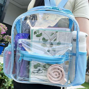 Zaini trasparenti per studenti <span class=keywords><strong>blu</strong></span> di grande capacità zaino da <span class=keywords><strong>donna</strong></span> impermeabile Bookbag da scuola per ragazze borse trasparenti - Product Image 5