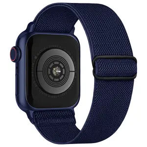 Correa tejida de tela elástica de etiqueta privada, bolsa de nailon trenzado, correa de reloj para Apple Watch 7 i Watch, brazalete de banda Ultra