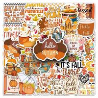 50 pegatinas de PVC impermeables con dibujos animados de grafiti para la temporada de otoño, decoración DIY en inglés para vasos, cuadernos y fundas de teléfono.