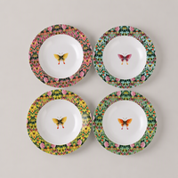 Ensemble de 4 bols à pâtes en porcelaine dure céramique Heritage Floral, colorés, avec décor sous glaçure, compatibles micro-ondes et lave-vaisselle