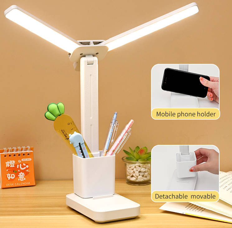 Factory Customization 24Leds LED Rechargeable Modern Touch Control Dimmable Desk/Table Lamp Study Work Foldable Night Battery