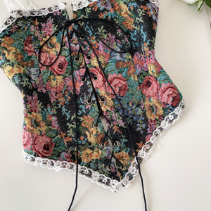 Zomer Mouwloze Vintage Kant <span class=keywords><strong>Blouses</strong></span> Dames Bloemige Kant Shirts Dames Retro Tops Kleding Dames Groothandel - Product Image 4
