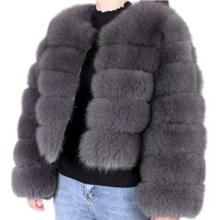Manteau de Fourrure de Renard Véritable ou Imitation Direct Usine Vente en Gros pour Femme, Manteau Chaud d'Hiver