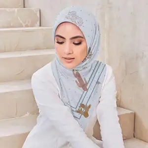 New Arrival Tudung Bawal Cotton Voile Printing Hijab Muslim Women Hijab Scarf