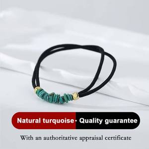 Longfeng เม็ดลูกปัดเทอร์ควอยซ์แท้สีเงินสี S925 18K ชุบทองได้ทุกเพศสร้อยข้อเท้าแฟชั่น - Product Image 4