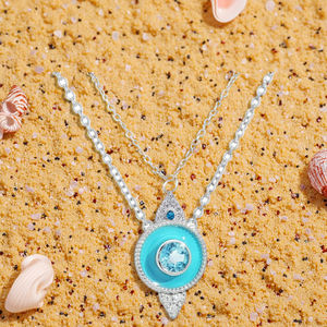 Collier pendentif cercle rond en diamant de laboratoire PT950 Topaz haut de gamme pour femmes Style vintage avec chaîne à maillons pour les mariages - Product Image 1