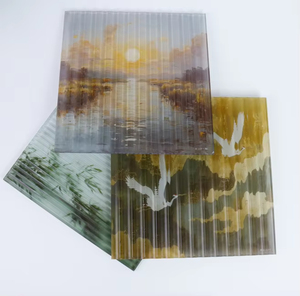 Panneau de verre artistique texturé à cannelures imprimé d'un paysage chinois pour la décoration intérieure, les cloisons, les meubles et les portes - Product Image 1