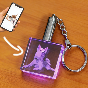 Wholesale 35*35mm Crystal Glass <b>Keychains</b> <b>Personalized</b> Custom 3D Laser Photo LED Lights K9 Crystal Keychain Blank Promotional - Product Image 3