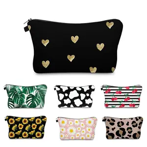 Popular Heart Animals Sunflower Cosmetic Bag Portable Makeup Bag Large Capacity Make Up Bags