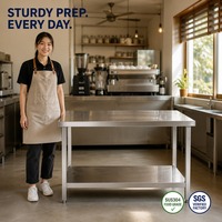 Table de travail personnalisable à 2 niveaux en acier inoxydable pour cuisine professionnelle – Grande vente