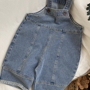 2024 autunno e primavera tutine di jeans vestiti per bambini <span class=keywords><strong>tuta</strong></span> per bambini da ragazzo e da ragazza morbide tute blu tinta unita - Product Image 5