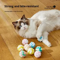Jouets pour chats de haute qualité, bâtonnets à chat, jouets pour animaux de compagnie, balles élastiques à cloche, balles colorées en laine arc-en-ciel pour chats