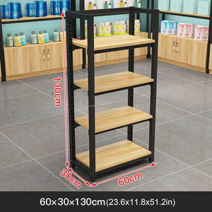Étagère de supermarché robuste en acier TIANAHIDA, étagères autoportantes pour épicerie avec style grain de bois clair - Product Image 2