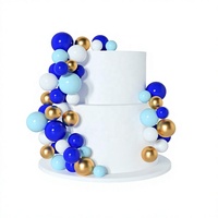 Décorations de gâteau en forme de boules colorées, lot de 92 pièces, 2,5, 3, 4 cm, décorations de gâteau, bleu foncé, bleu clair, or, blanc, fournitures de fête