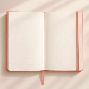 Coral <b>Pink</b> Flower 160gsm PU Leather Journal Gold Foil Hardcover A5 <b>Notebook</b> with Double Ribbon Gift Sewing Binding - Product Image 2
