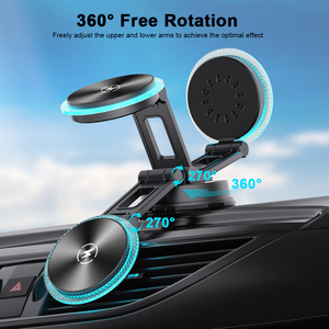 <span class=keywords><strong>Support</strong></span> de téléphone magnétique pliable pour <span class=keywords><strong>voiture</strong></span> avec charge rapide sans fil, fixation à ventouse puissante pour tableau de bord, compatible Android - Product Image 1