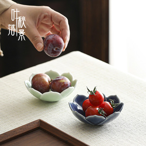 Plato de cerámica con forma de flor para frutas, porcelana, estilo chino moderno, plato pequeño para aperitivos, para usar en la pausa del té o fiestas. - Product Image 3
