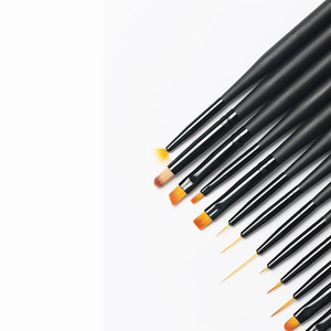 Ensemble de pinceaux classiques en nylon pour nail art, incluant des pinceaux liner, biseautés, pour petites dégradées et plats, ainsi que des pinceaux éventail pour la décoration au gel - Product Image 4