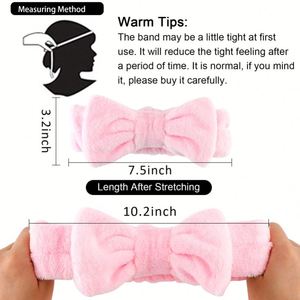Bandeau en polaire corail doux avec nœud pour le lavage du visage, le maquillage, le spa, les mariages – Bandeau en peluche fait main style japonais et coréen – Cadeau pour femme - Product Image 5