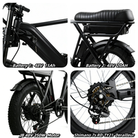 Vélo électrique hybride longue portée avec double batterie 48V 15&20AH, pneus larges, pour route, tout-terrain et ville, en stock UE