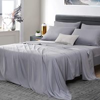 Ensemble de draps-housses 4 pièces en fibre de bambou tissée 300TC, non toxique, écologique, taille double, pour hôtel, maison, usage quotidien