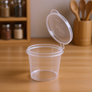 Gobelets soufflés articulés 3H 5oz avec couvercles intégrés (1000 pièces/boîte) – Contenants PP anti-fuite pour sauces, traiteur et plats à emporter - Product Image 2