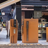 Dompet logam aluminium pemblokir RFID pria, Minimalis, dompet kulit PU kustom, kancing pemegang kartu kredit, kantung uang Pop-up