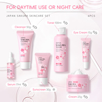 LAIKOU OEM ODM OBM Vente en gros directe usine Ensemble Soin des Yeux Enfant Sakura 6 pièces Crème Hydratante Lissante Anti-rides Sérum Tonique Nettoyant