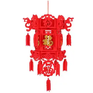 Lanterna rossa decorativa del feltro del nuovo anno cinese lunare del regalo promozionale su ordine della fabbrica per la decorazione domestica