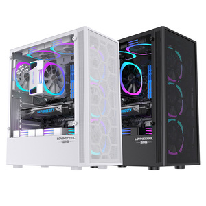 Lovingocool Chất Lượng Cao Nhôm Bên Kính ATX Trường Hợp Máy Tính Để Bàn Màu Đen Trắng Chơi Game Đầy Đủ Tháp Trường Hợp Máy Tính Với 3.0 USB Cho <span class=keywords><strong>PC</strong></span> - Product Image 1