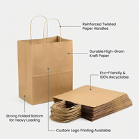 Sacs en papier kraft personnalisés avec logo imprimé, sacs de shopping et cadeaux avec poignées, sacs en papier kraft blanc et brun, sacs de magasin en papier kraft