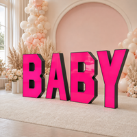 Lettres géantes 3D en acrylique LED BABY pour la décoration de fête de révélation du sexe du bébé, couleur rose et noir, taille personnalisable
