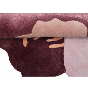 Tapis ovale moderne uni en laine faite à la main, rose et rouge, adapté aux animaux domestiques, antidérapant, pour la maison, les pique-niques, cadeau de Noël, Nouvel An - Product Image 1