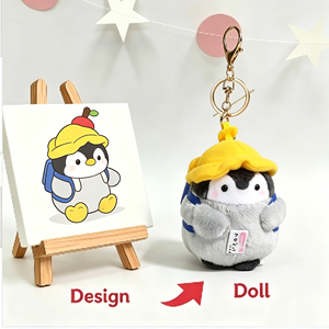 Gantungan Kunci Boneka Penguin Lucu, Aksesoris Tas, Liontin Ransel, Mainan Lembut untuk Hadiah Ulang Tahun Anak - Product Image 2