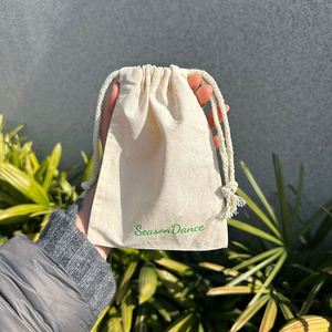 Customized Logo Printing Cotton <b>Drawstring</b> Jewelry <b>Pouch</b> Natural Cotton Dust Bag <b>Pouch</b> - Product Image 6
